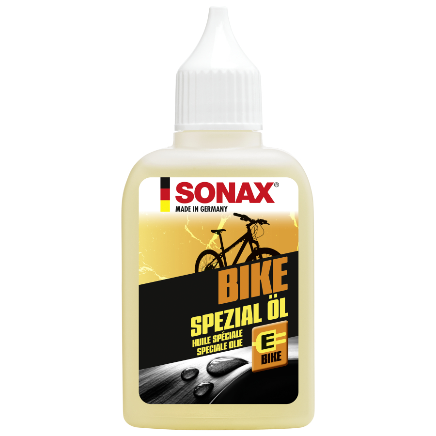 SONAX BIKE Spezialöl
Zum Schmieren von Schaltungsgelenken, Bremshebeln, Umwerfern und Bowdenzügen. Hohes Kriechvermögen. Bietet