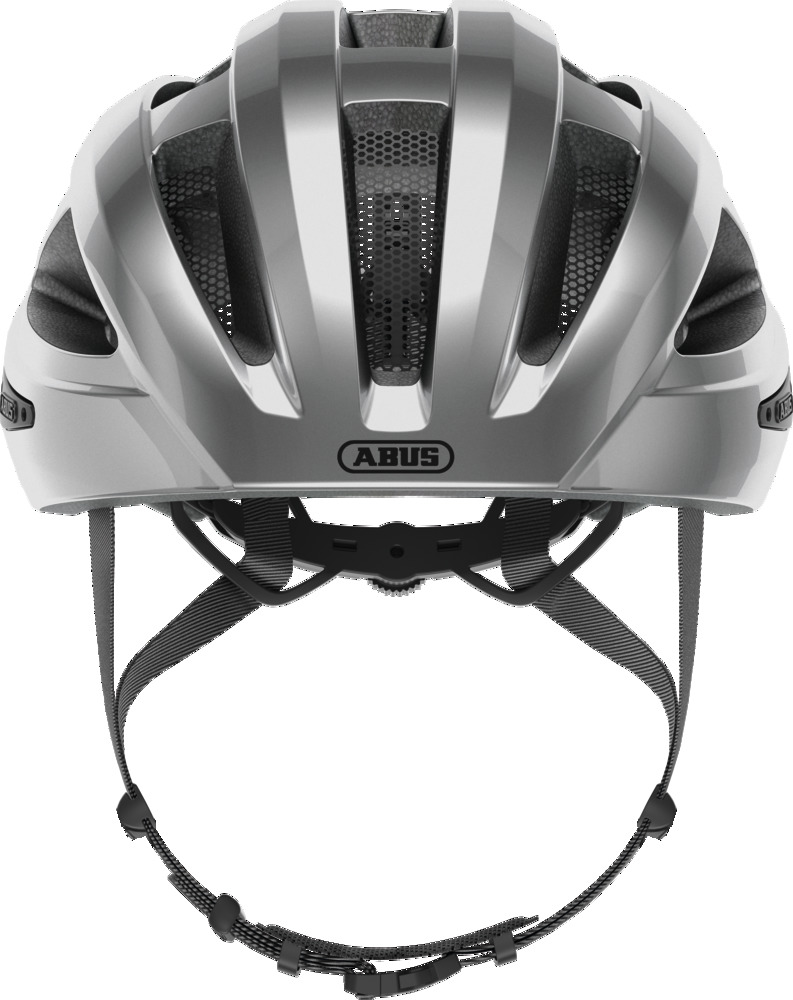 Abus Helm Macator gleam silver Gr. L 58-62 cm MIT Sonnenschild