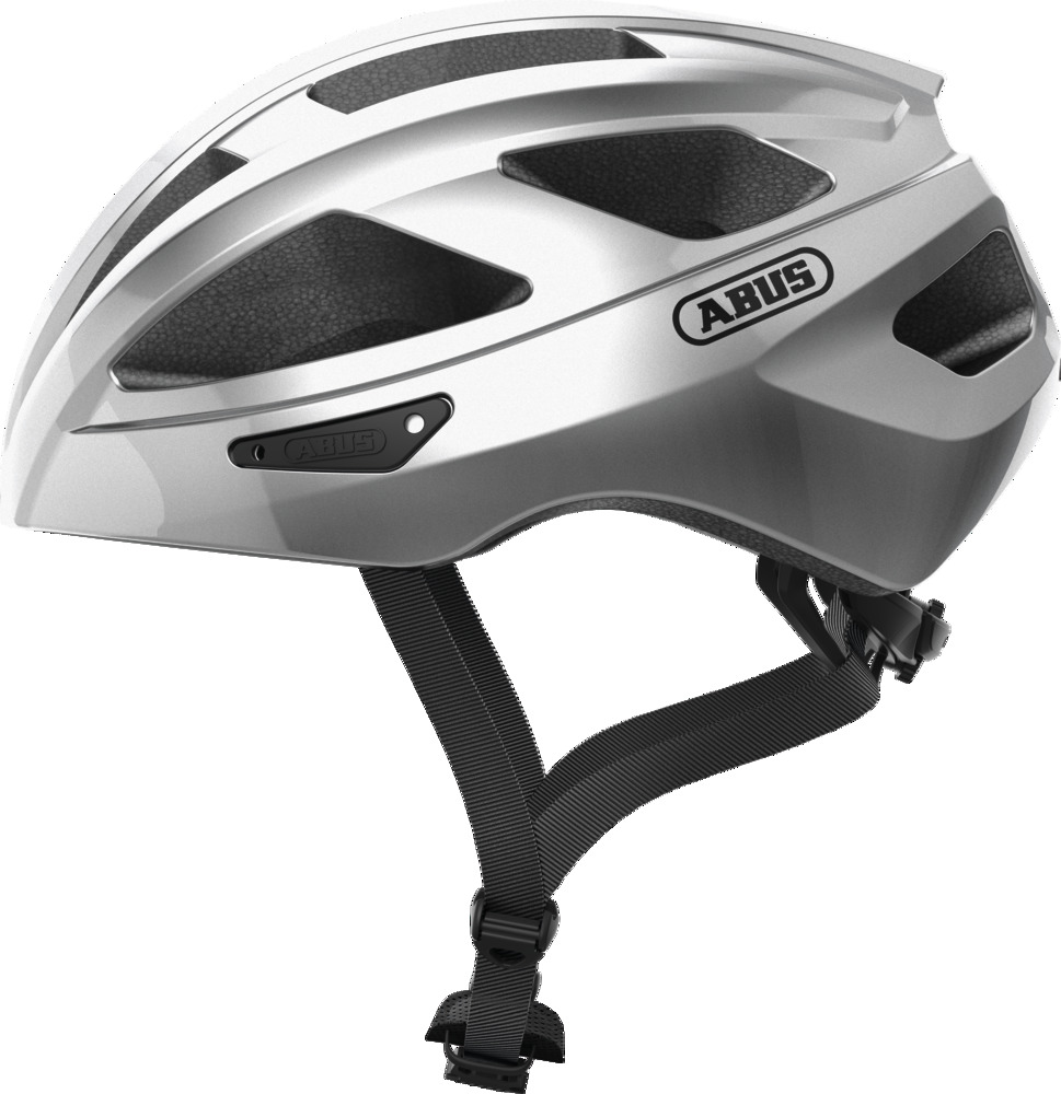 Abus Helm Macator gleam silver Gr. M 52-58 cm MIT Sonnenschild